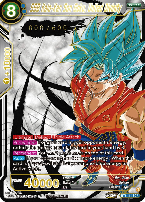 SSB Kaio-Ken Son Goku, United Divinity (Top 16 de la Copa Zenkai) (Número de serie) (BT1-111) [Tarjetas de promoción del torneo] 