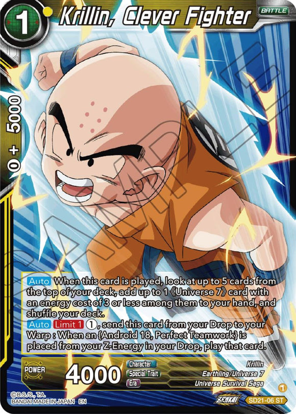 Krillin, luchador inteligente (exclusivo del mazo inicial) (SD21-06) [Poder absorbido] 