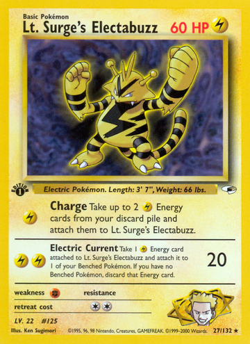 Electabuzz del teniente Surge (27/132) [Héroes del gimnasio, 1.ª edición] 