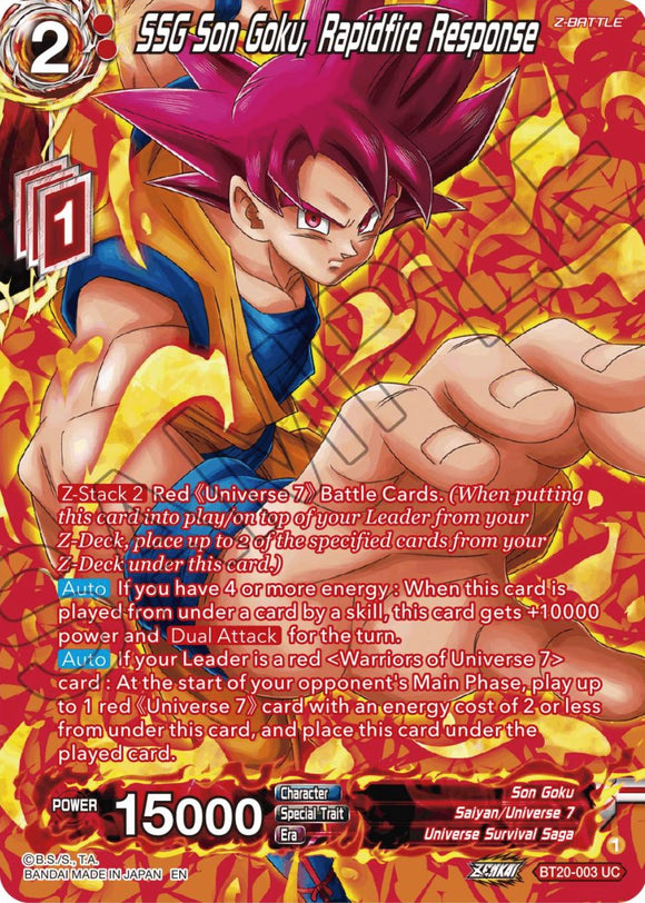 SSG Son Goku, Respuesta de Fuego Rápido (Lámina Plateada) (BT20-003) [Poder Absorbido] 