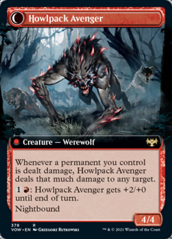 Solitario de mal carácter // Vengador de la manada aulladora (ilustración ampliada) [Innistrad: Crimson Vow] 