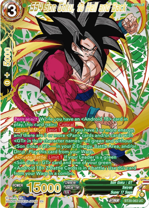 SS4 Son Goku, al infierno y de regreso (estampado en oro) (BT20-063) [Poder absorbido] 