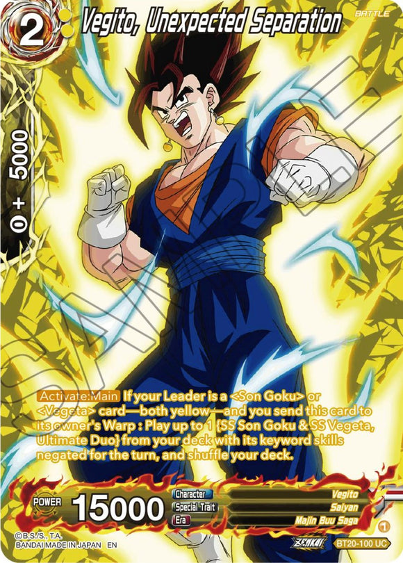 Vegito, separación inesperada (lámina plateada) (BT20-100) [Poder absorbido] 
