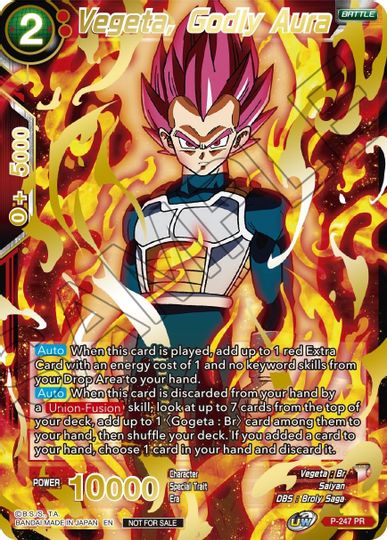 Vegeta, Aura divina (arte alternativo) (P-247) [Tarjetas de promoción de torneos] 