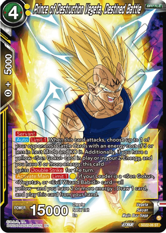 Príncipe de la Destrucción Vegeta, Destined Battle (Exclusivo del Deck inicial) (SD22-06) [Poder absorbido] 