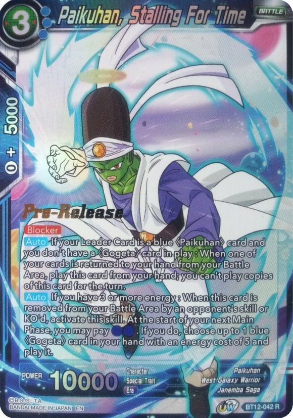 Paikuhan, ganando tiempo (BT12-042) [Promociones previas al lanzamiento de Vicious Rejuvenation] 