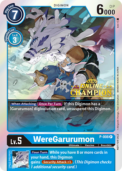 WereGarurumon [P-008] (Campeón regional en línea) [Cartas promocionales] 
