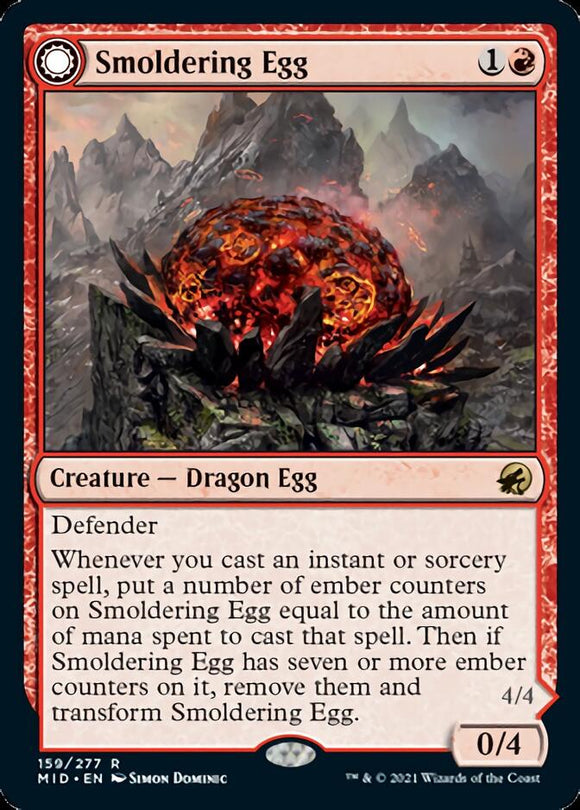 Huevo humeante // Dragón de boca de ceniza [Innistrad: Midnight Hunt] 