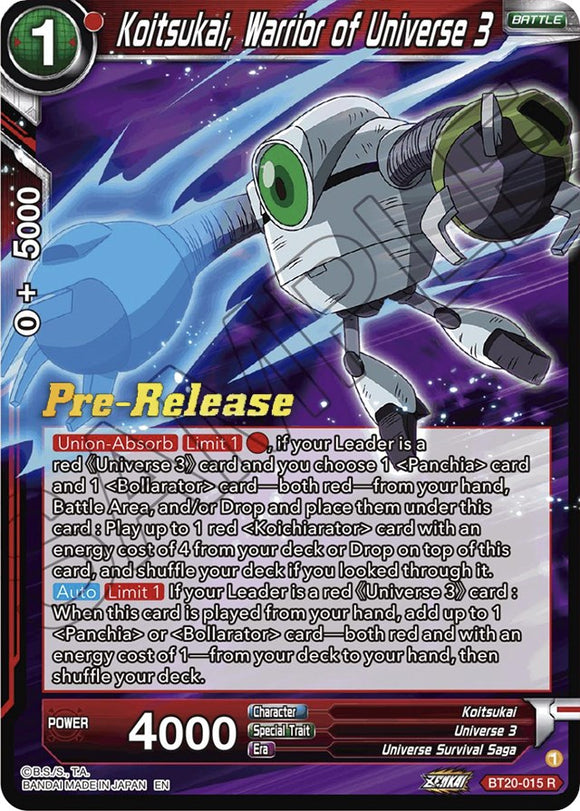Koitsukai, guerrero del Universo 3 (BT20-015) [Promociones de prelanzamiento de Power Absorbed] 