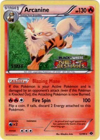 Arcanine (12/99) (Promoción de prelanzamiento del personal) [Black &amp; White: Black Star Promos] 