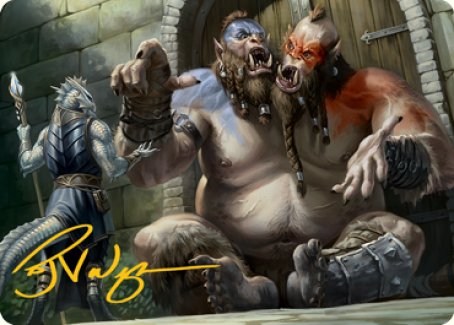 Tarjeta de arte de Ettin (firma estampada en dorado) [Serie de arte de Dungeons &amp; Dragons: Adventures in the Forgotten Realms] 