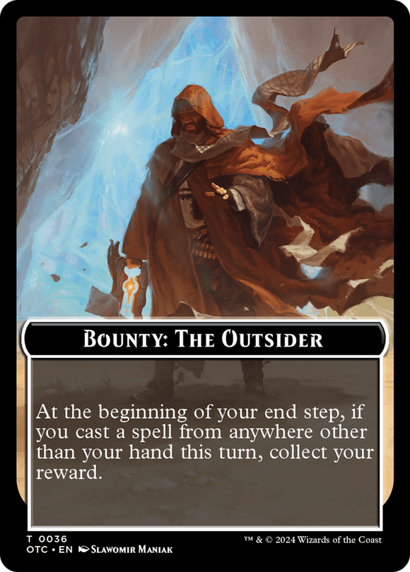 Recompensa: El forastero // Ficha de reglas de recompensa de doble cara [Fichas de comandante de Outlaws of Thunder Junction] 
