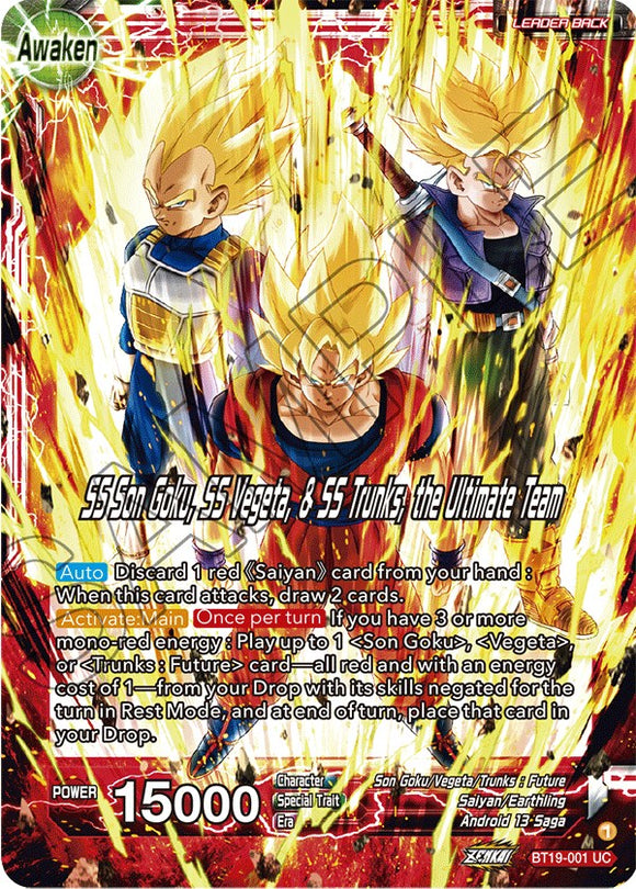 Son Goku, Vegeta y Trunks // SS Son Goku, SS Vegeta y SS Trunks, el Ultimate Team (BT19-001) [Ambición del luchador] 