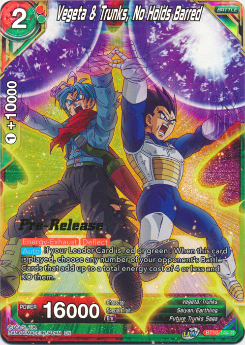 Vegeta y Trunks, sin restricciones (BT10-144) [Promociones previas al lanzamiento de Rise of the Unison Warrior] 
