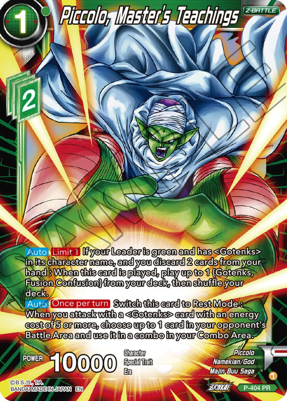 Piccolo, Enseñanzas del Maestro (P-404) [Tarjetas de Promoción] 
