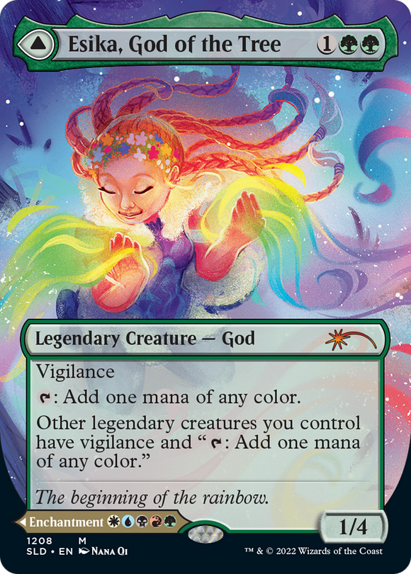 Esika, Diosa del Árbol // El Puente Prismático (Display Commander) (Borderless) [Guarida Secreta: De Linda a Bruta] 