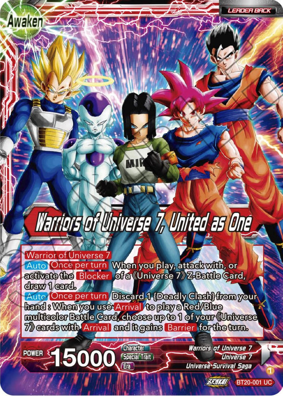 Androide 17 // Guerreros del Universo 7, Unidos como Uno (BT20-001) [Poder Absorbido] 