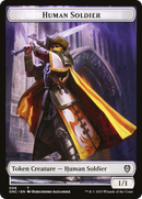 Ficha de doble cara de soldado humano y elefante [Fichas de comandante de Phyrexia: All Will Be One] -1