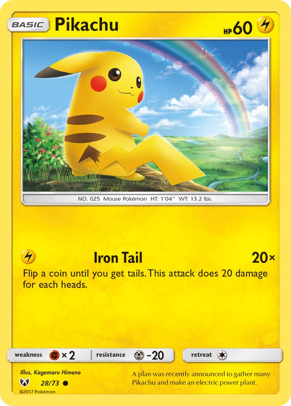 Pikachu (28/73) (Let's Play, Pikachu Cracked Ice Holo) (Exclusivas de la baraja temática) [Sun &amp; Moon: Shining Legends] 