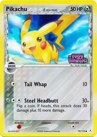 Pikachu (79/110) (Especie Delta) (Estampado) [EX: Fantasmas Holónicos] 