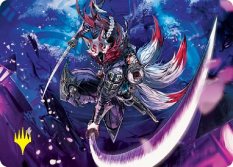 Tarjeta de arte de Kitsune de Blade-Blizzard (firma estampada en dorado) [Serie de arte de Kamigawa: Neon Dynasty] 