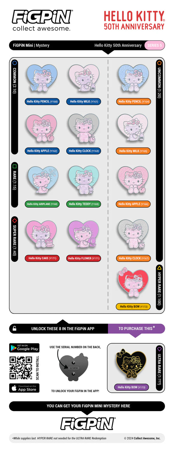 Hello Kitty 50th Anniversary Collectible Enamel Pin - Figpin Blind Box Series 5