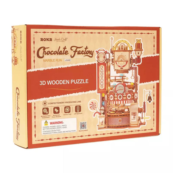 Hands Craft Mechanical Wooden Puzzle Marble Run Chocolate Factory