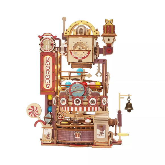 Hands Craft Mechanical Wooden Puzzle Marble Run Chocolate Factory