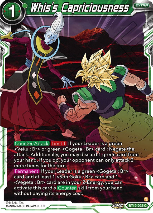 El capricho de Whis (BT19-092) [Ambición del luchador] 