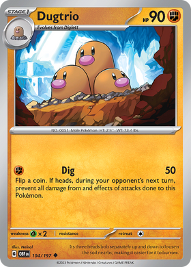 Dugtrio (104/197) [Scarlet &amp; Violet: Llamas de obsidiana] 
