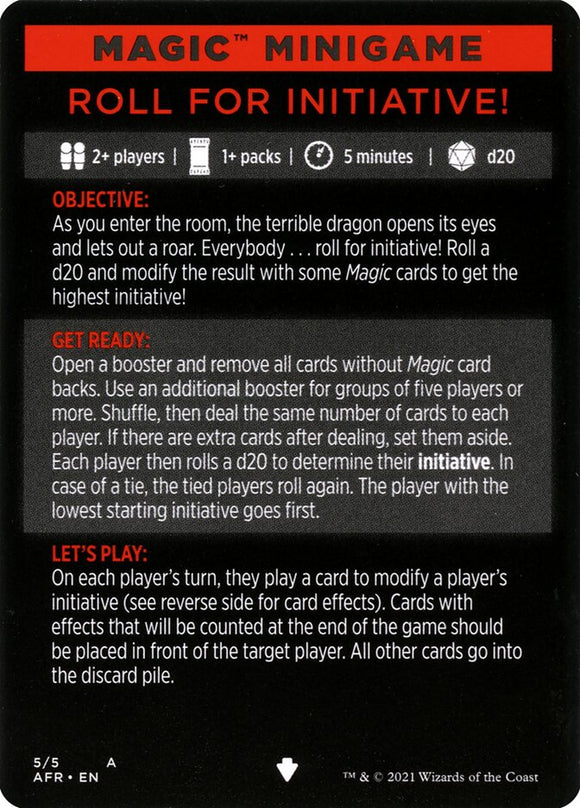 Tirada de iniciativa (minijuego de Magic) [Minijuego de Dungeons &amp; Dragons: Adventures in the Forgotten Realms] 
