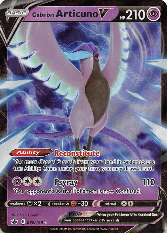 Articuno V de Galar (058/198) [Espada y escudo: Reinado escalofriante] 