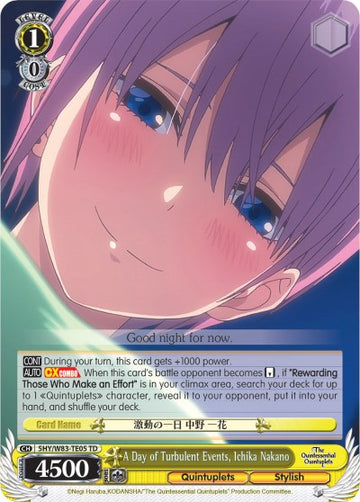 Un día de acontecimientos turbulentos, Ichika Nakano (5HY/W83-TE05 TD) [Las quintillizas por excelencia] 