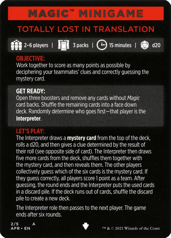 Totally Lost in Translation (Minijuego de Magic) [Dungeons &amp; Dragons: Adventures in the Forgotten Realms Minigame] 