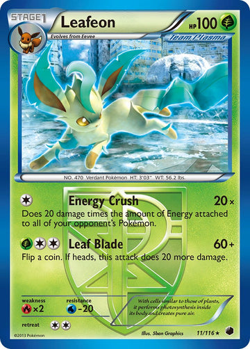 Leafeon (11/116) (Exclusivo de la baraja temática) [Blanco y negro: Plasma Freeze] 