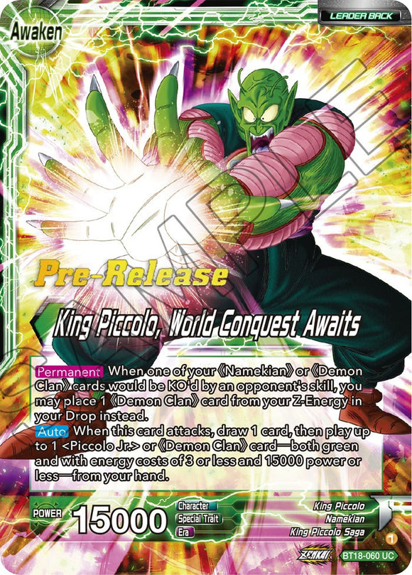 King Piccolo // King Piccolo, la conquista mundial te espera (BT18-060) [Promociones de prelanzamiento de Dawn of the Z-Legends] 