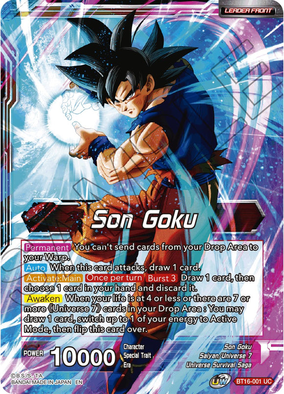 Son Goku // Son Goku, guerrero supremo (BT16-001) [Promociones de prelanzamiento de Realm of the Gods] 