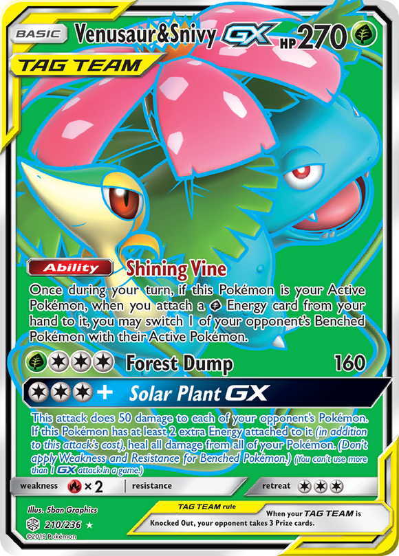 Venusaur y Snivy GX (210/236) [Sol y Luna: Eclipse Cósmico] 