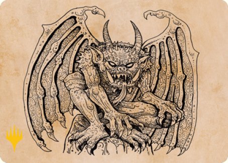 Tarjeta de arte de la gárgola del claustro (escaparate) (firma estampada en dorado) [Serie de arte de Dungeons &amp; Dragons: Adventures in the Forgotten Realms] 