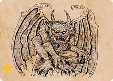 Tarjeta de arte de la gárgola del claustro (escaparate) (firma estampada en dorado) [Serie de arte de Dungeons &amp; Dragons: Adventures in the Forgotten Realms] 