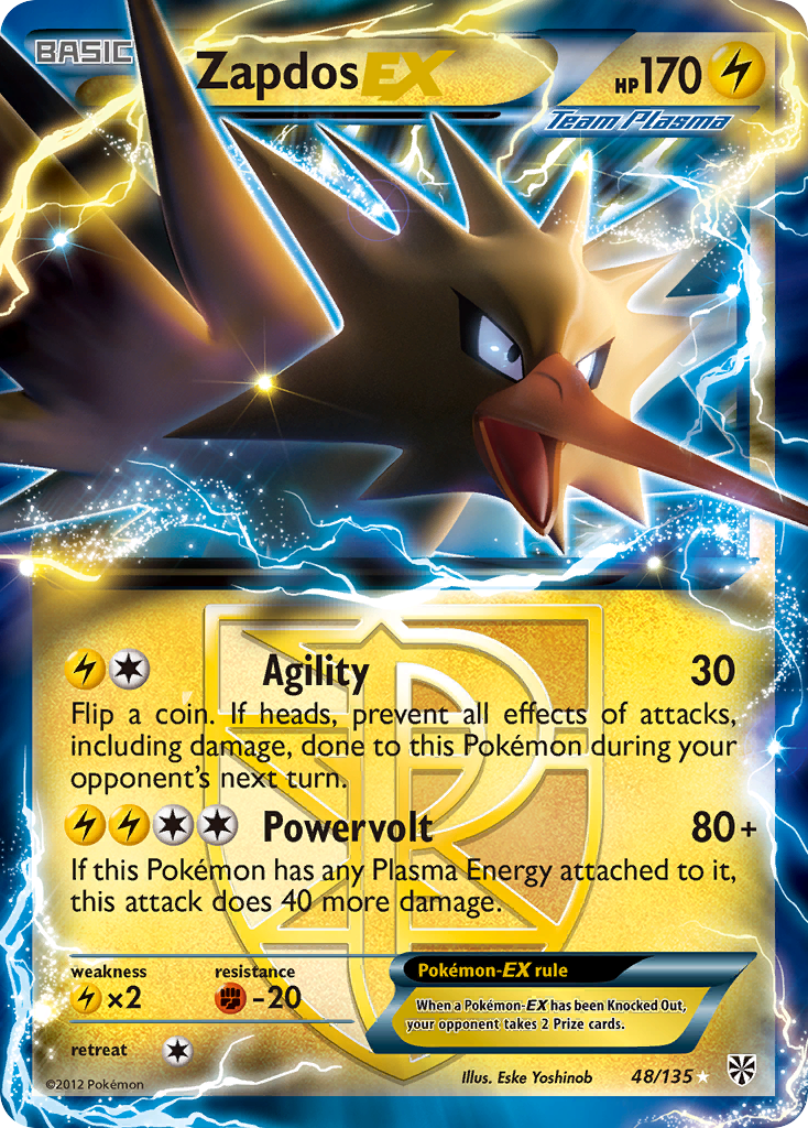 Zapdos EX (48/135) [Blanco y negro: Tormenta de plasma] 