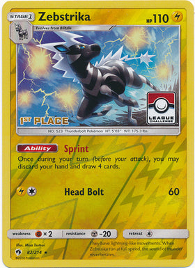 Zebstrika (82/214) (1.er puesto en la promoción de la liga) [Sun &amp; Moon: Lost Thunder] 