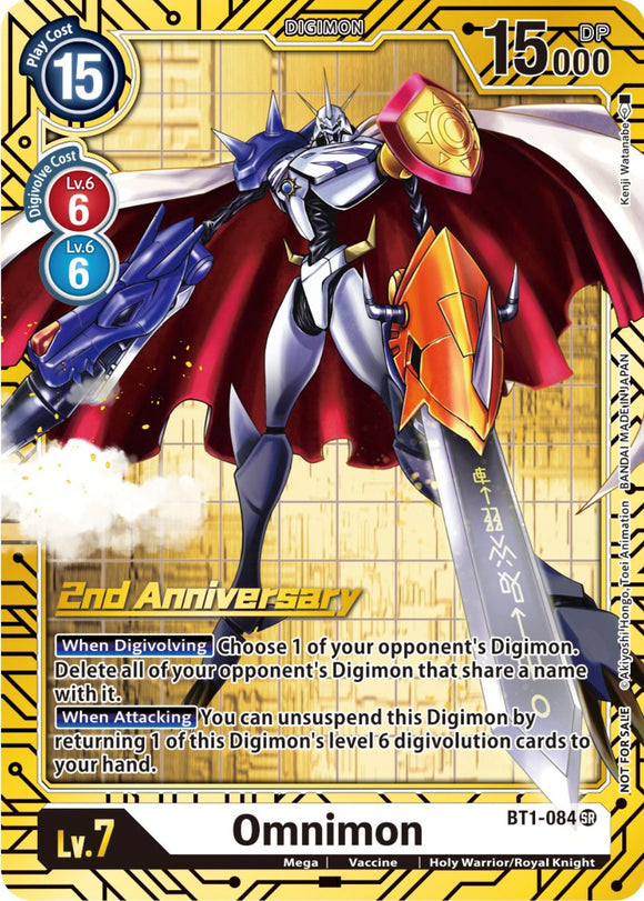 Omnimon [BT1-084] (juego de cartas del 2.º aniversario) [Lanzamiento de cartas especiales de refuerzo] 
