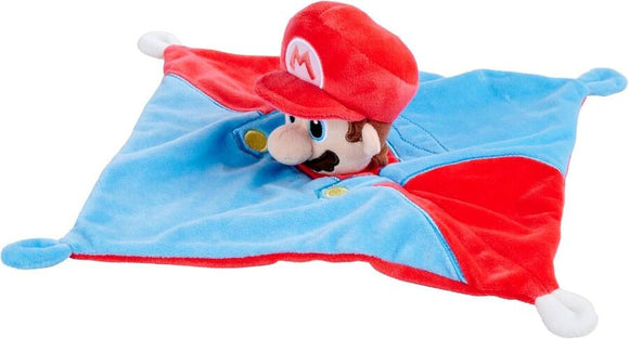 My Mario - Baby Security Blanket with Rattle 10"x10" Plush with Soft Mario Head for Infants