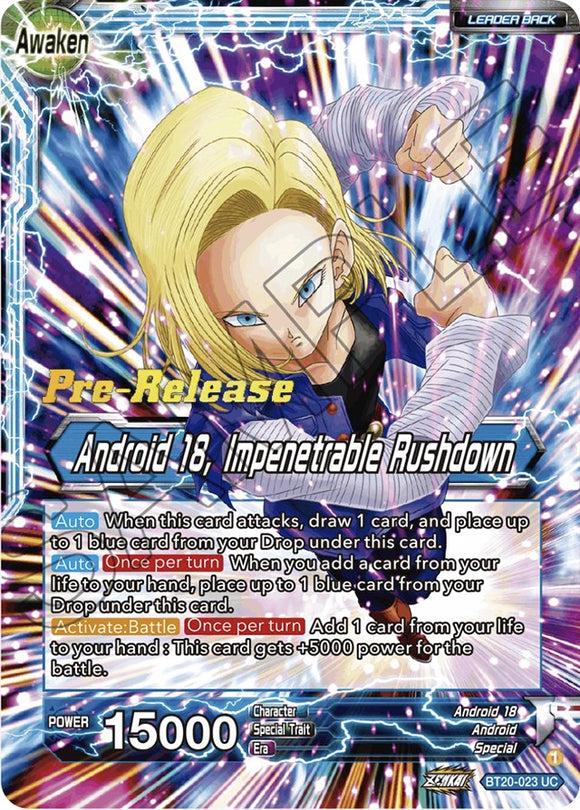 Androide 18 // Androide 18, Impenetrable Rushdown (BT20-023) [Promociones de prelanzamiento de Power Absorbed] 