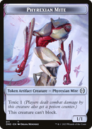 Phyrexian Mite (011) // Koth, Fire of Resistance Emblem Double-Sided Token [Phyrexia: All Will Be One Tokens]-1
