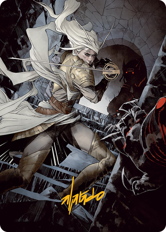Tarjeta de arte de Thalia, guardiana de Thraben (firma estampada en oro) [Serie de arte Marcha de la máquina] 