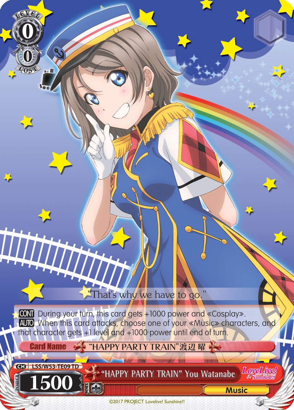 "TREN DE LA FIESTA FELIZ" Tú, Watanabe (LSS/W53-TE09 TD) [Refuerzo adicional de Love Live! Sunshine!!] 