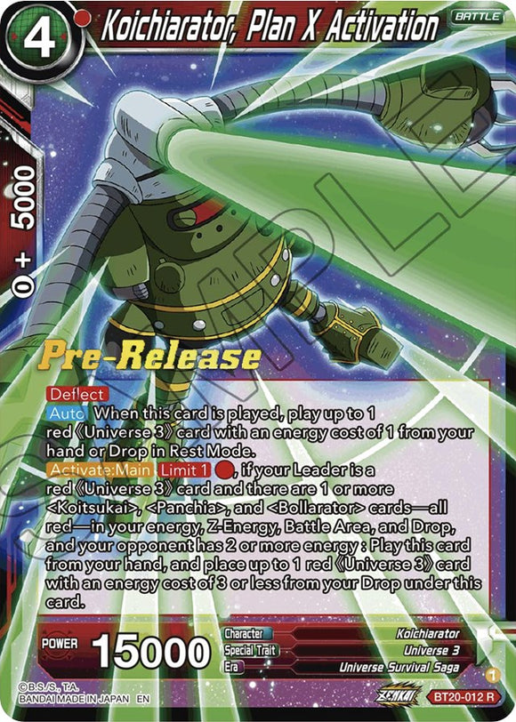 Koichiarator, Activación del Plan X (BT20-012) [Promociones de prelanzamiento de Power Absorbed] 