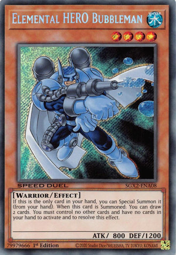 Elemental HERO Bubbleman [SGX2-ENA08] Raro secreto 